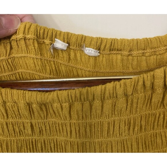 Mustard Yellow Smock Off Shoulder XL? Blouse 3/4 Bell Sleeve Fairy Boho Peasant - Picture 5 of 11